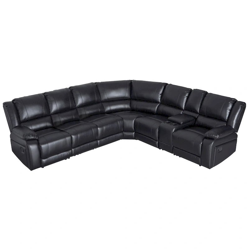 129 W Kunstleder 6-Sitzer Großes manuelles Relax-Sofa