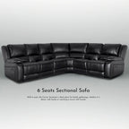 129 W Kunstleder 6-Sitzer Großes manuelles Relax-Sofa