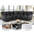 129 W Kunstleder 6-Sitzer Großes manuelles Relax-Sofa