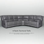 129 W Kunstleder 6-Sitzer Großes manuelles Relax-Sofa