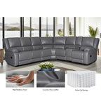 129 W Kunstleder 6-Sitzer Großes manuelles Relax-Sofa