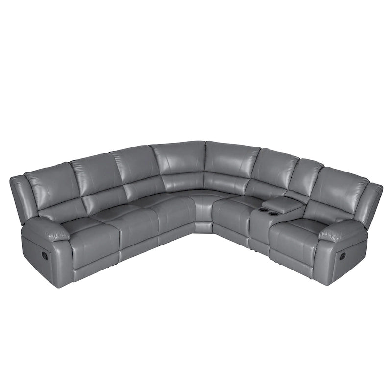 129 W Kunstleder 6-Sitzer Großes manuelles Relax-Sofa