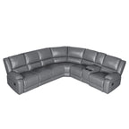 129 W Kunstleder 6-Sitzer Großes manuelles Relax-Sofa