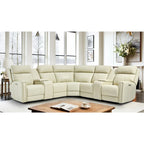 Sofa Garnitur aus echtem Leder mit elektrischer Relaxfunktion, verstellbaren Kopfstützen, USB- und USB-C-Anschluss