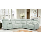 Sofa Garnitur aus echtem Leder mit elektrischer Relaxfunktion, verstellbaren Kopfstützen, USB- und USB-C-Anschluss
