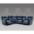 Sofa Garnitur aus echtem Leder mit elektrischer Relaxfunktion, verstellbaren Kopfstützen, USB- und USB-C-Anschluss