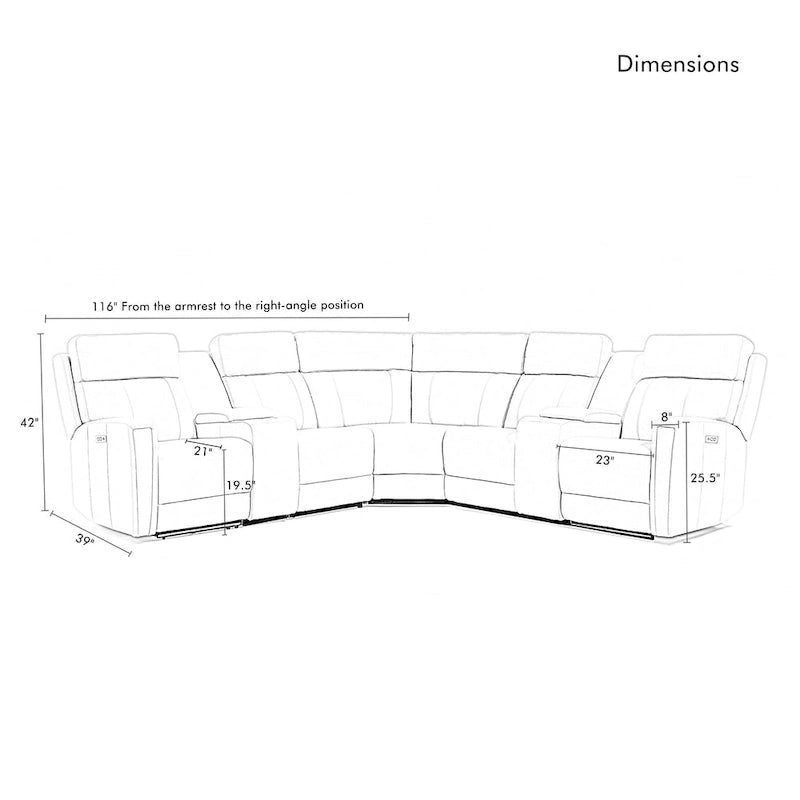 Sofa Garnitur aus echtem Leder mit elektrischer Relaxfunktion, verstellbaren Kopfstützen, USB- und USB-C-Anschluss