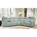 Sofa Garnitur aus echtem Leder mit elektrischer Relaxfunktion, verstellbaren Kopfstützen, USB- und USB-C-Anschluss