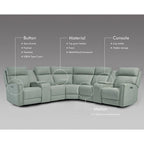 Sofa Garnitur aus echtem Leder mit elektrischer Relaxfunktion, verstellbaren Kopfstützen, USB- und USB-C-Anschluss