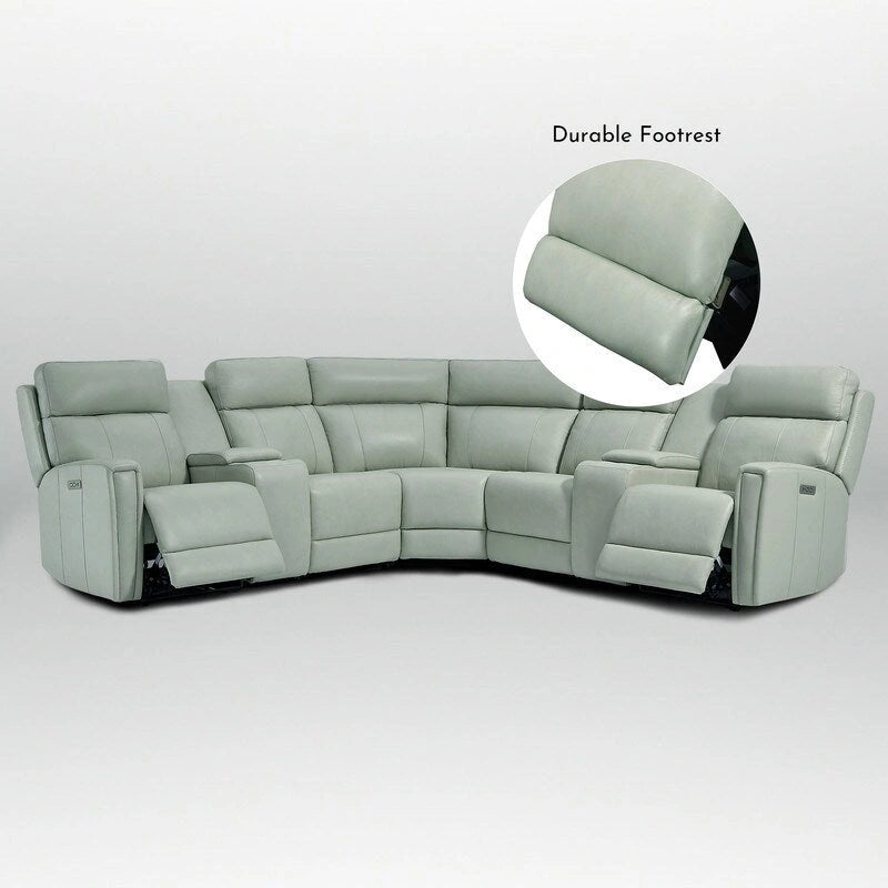Sofa Garnitur aus echtem Leder mit elektrischer Relaxfunktion, verstellbaren Kopfstützen, USB- und USB-C-Anschluss