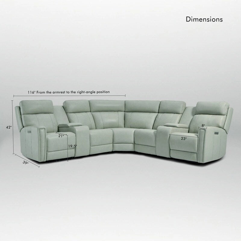 Sofa Garnitur aus echtem Leder mit elektrischer Relaxfunktion, verstellbaren Kopfstützen, USB- und USB-C-Anschluss