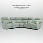 Sofa Garnitur aus echtem Leder mit elektrischer Relaxfunktion, verstellbaren Kopfstützen, USB- und USB-C-Anschluss