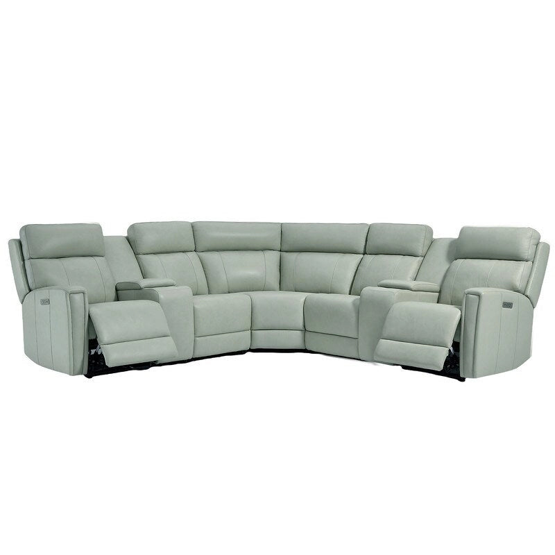 Sofa Garnitur aus echtem Leder mit elektrischer Relaxfunktion, verstellbaren Kopfstützen, USB- und USB-C-Anschluss