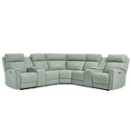 Sofa Garnitur aus echtem Leder mit elektrischer Relaxfunktion, verstellbaren Kopfstützen, USB- und USB-C-Anschluss