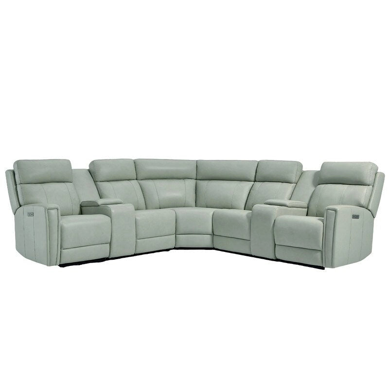 Sofa Garnitur aus echtem Leder mit elektrischer Relaxfunktion, verstellbaren Kopfstützen, USB- und USB-C-Anschluss