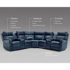 Sofa Garnitur aus echtem Leder mit elektrischer Relaxfunktion, verstellbaren Kopfstützen, USB- und USB-C-Anschluss