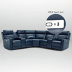 Sofa Garnitur aus echtem Leder mit elektrischer Relaxfunktion, verstellbaren Kopfstützen, USB- und USB-C-Anschluss