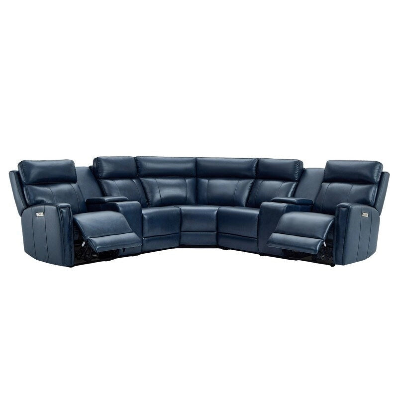 Sofa Garnitur aus echtem Leder mit elektrischer Relaxfunktion, verstellbaren Kopfstützen, USB- und USB-C-Anschluss