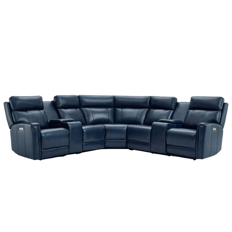 Sofa Garnitur aus echtem Leder mit elektrischer Relaxfunktion, verstellbaren Kopfstützen, USB- und USB-C-Anschluss