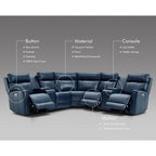 Sofa Garnitur aus echtem Leder mit elektrischer Relaxfunktion, verstellbaren Kopfstützen, USB- und USB-C-Anschluss
