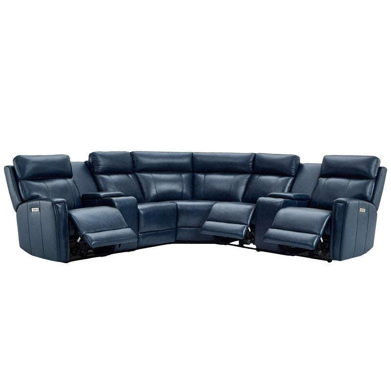 Sofa Garnitur aus echtem Leder mit elektrischer Relaxfunktion, verstellbaren Kopfstützen, USB- und USB-C-Anschluss