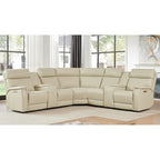 Sofa aus echtem Leder mit motorisierter Relaxfunktion, verstellbaren Kopfstützen, Lordosenstütze und USB- & USB-C-Anschluss