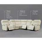 Sofa aus echtem Leder mit motorisierter Relaxfunktion, verstellbaren Kopfstützen, Lordosenstütze und USB- & USB-C-Anschluss