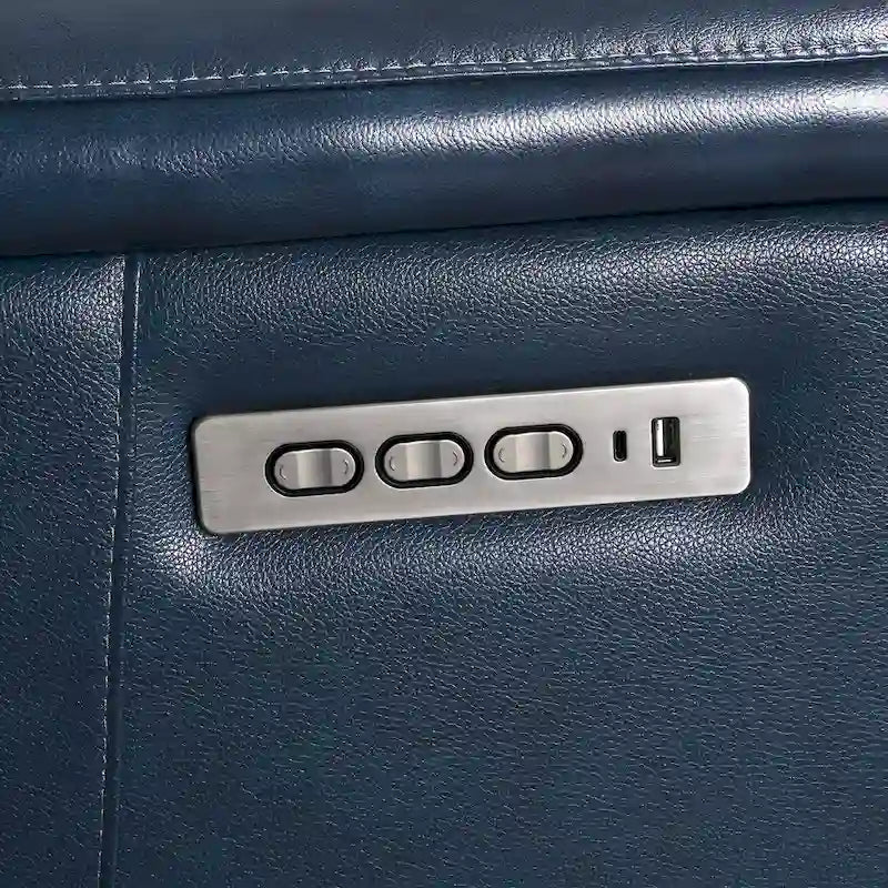 Sofa aus echtem Leder mit motorisierter Relaxfunktion, verstellbaren Kopfstützen, Lordosenstütze und USB- & USB-C-Anschluss