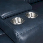 Sofa aus echtem Leder mit motorisierter Relaxfunktion, verstellbaren Kopfstützen, Lordosenstütze und USB- & USB-C-Anschluss