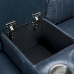 Sofa aus echtem Leder mit motorisierter Relaxfunktion, verstellbaren Kopfstützen, Lordosenstütze und USB- & USB-C-Anschluss