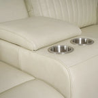 Sofa aus echtem Leder mit motorisierter Relaxfunktion, verstellbaren Kopfstützen, Lordosenstütze und USB- & USB-C-Anschluss