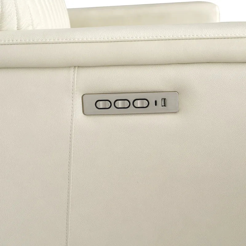 Sofa aus echtem Leder mit motorisierter Relaxfunktion, verstellbaren Kopfstützen, Lordosenstütze und USB- & USB-C-Anschluss