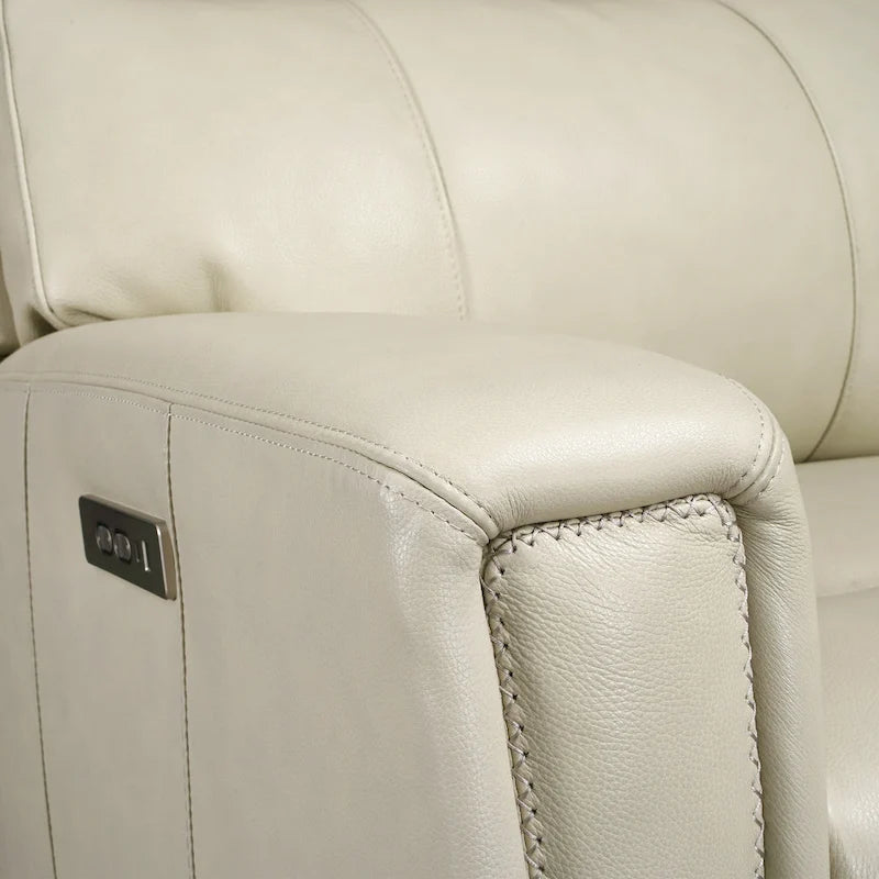 Sofa aus echtem Leder mit motorisierter Relaxfunktion, verstellbaren Kopfstützen, Lordosenstütze und USB- & USB-C-Anschluss