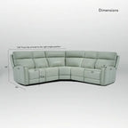 Ecksofa mit Relaxfunktion aus echtem Leder mit verstellbarer Kopfstütze, doppelter motorischer Verstellung, USB- und USB-C-Anschluss