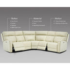 Ecksofa mit Relaxfunktion aus echtem Leder mit verstellbarer Kopfstütze, doppelter motorischer Verstellung, USB- und USB-C-Anschluss