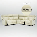 Ecksofa mit Relaxfunktion aus echtem Leder mit verstellbarer Kopfstütze, doppelter motorischer Verstellung, USB- und USB-C-Anschluss
