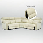 Ecksofa mit Relaxfunktion aus echtem Leder mit verstellbarer Kopfstütze, doppelter motorischer Verstellung, USB- und USB-C-Anschluss