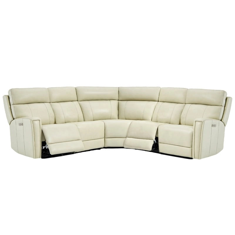 Ecksofa mit Relaxfunktion aus echtem Leder mit verstellbarer Kopfstütze, doppelter motorischer Verstellung, USB- und USB-C-Anschluss