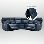 Ecksofa mit Relaxfunktion aus echtem Leder mit verstellbarer Kopfstütze, doppelter motorischer Verstellung, USB- und USB-C-Anschluss