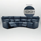 Ecksofa mit Relaxfunktion aus echtem Leder mit verstellbarer Kopfstütze, doppelter motorischer Verstellung, USB- und USB-C-Anschluss