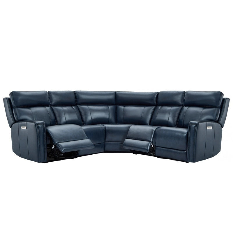 Ecksofa mit Relaxfunktion aus echtem Leder mit verstellbarer Kopfstütze, doppelter motorischer Verstellung, USB- und USB-C-Anschluss
