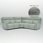 Ecksofa mit Relaxfunktion aus echtem Leder mit verstellbarer Kopfstütze, doppelter motorischer Verstellung, USB- und USB-C-Anschluss