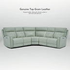 Ecksofa mit Relaxfunktion aus echtem Leder mit verstellbarer Kopfstütze, doppelter motorischer Verstellung, USB- und USB-C-Anschluss