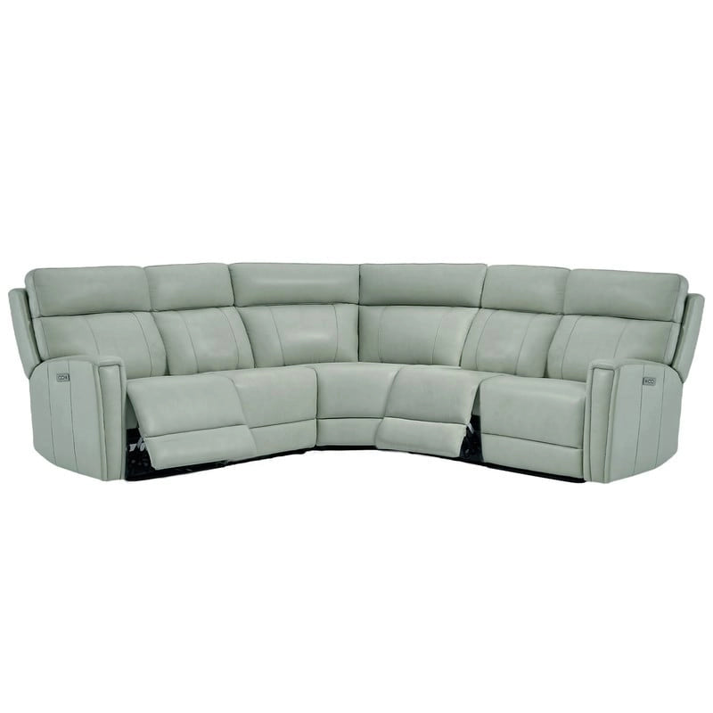 Ecksofa mit Relaxfunktion aus echtem Leder mit verstellbarer Kopfstütze, doppelter motorischer Verstellung, USB- und USB-C-Anschluss