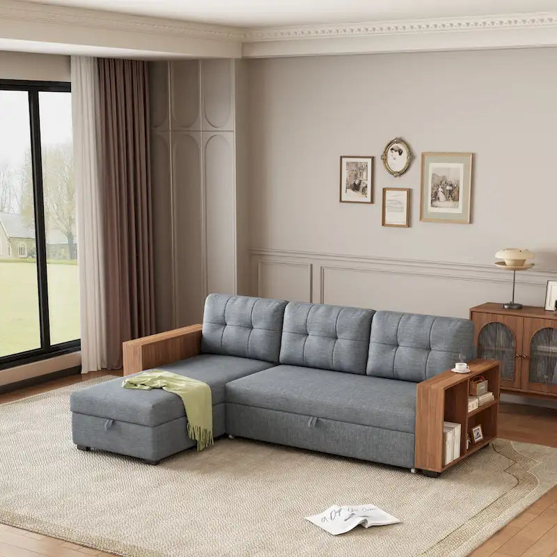 GDFStudio - Vinnas Verwandlungssofa mit ausziehbarem Bett und versteckter Stauraum-Recamiere