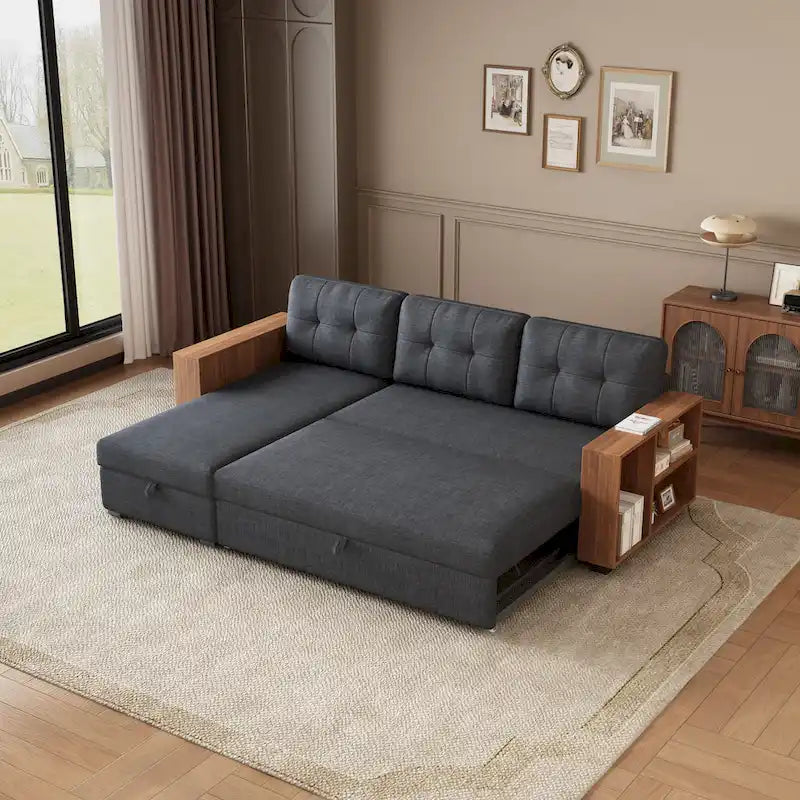 GDFStudio - Vinnas Verwandlungssofa mit ausziehbarem Bett und versteckter Stauraum-Recamiere