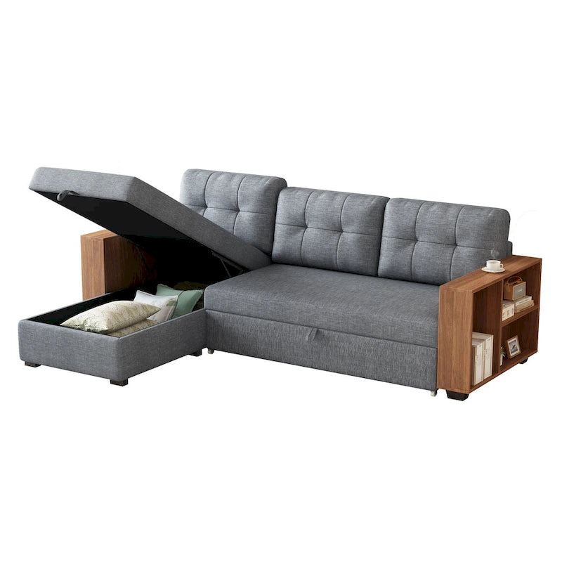 GDFStudio - Vinnas Verwandlungssofa mit ausziehbarem Bett und versteckter Stauraum-Recamiere