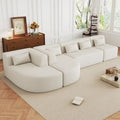 Gepolstertes Modulsofa mit 2 geschwungenen Chaiselongues und 5 Rückenkissen, frei kombinierbares Sofaset für das Wohnzimmer