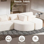 Gepolstertes Modulsofa mit 2 geschwungenen Chaiselongues und 5 Rückenkissen, frei kombinierbares Sofaset für das Wohnzimmer
