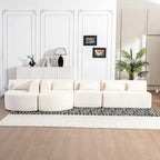 Gepolstertes Modulsofa mit 2 geschwungenen Chaiselongues und 5 Rückenkissen, frei kombinierbares Sofaset für das Wohnzimmer